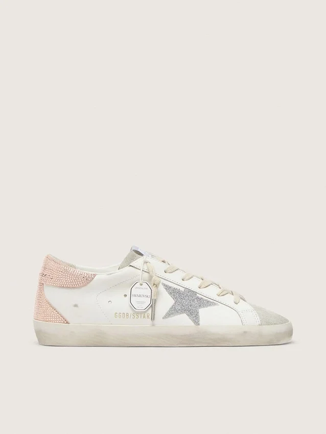 Damskie buty Super-Star ze skóry z gwiazdką z kryształów Swarovskiego i paskiem na pięcie