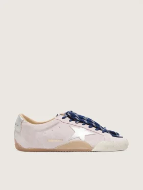 Damskie buty True-Star z pastelowo-różowego zamszu ze srebrną gwiazdą i naszywką na pięcie