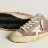 Damskie buty V-Star z jasnobrązowego zamszu z metalicznym połyskiem i kremową skórzaną gwiazdą