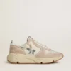 Damskie buty z Running Sole, wykonane z nylonu i zamszu, z nadrukowaną srebrną gwiazdą i skórzaną wstawką na pięcie