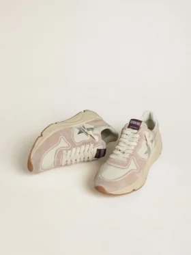 Damskie buty z Running Sole, wykonane z nylonu i zamszu, z nadrukowaną srebrną gwiazdą i skórzaną wstawką na pięcie