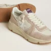 Damskie buty z Running Sole, wykonane z nylonu i zamszu, z nadrukowaną srebrną gwiazdą i skórzaną wstawką na pięcie