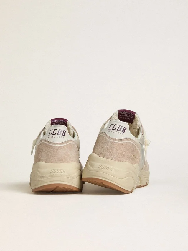 Damskie buty z Running Sole, wykonane z nylonu i zamszu, z nadrukowaną srebrną gwiazdą i skórzaną wstawką na pięcie