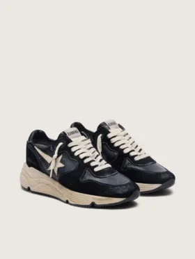 Damskie buty z Running Sole z czarnej skóry nappa i zamszu