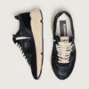 Damskie buty z Running Sole z czarnej skóry nappa i zamszu
