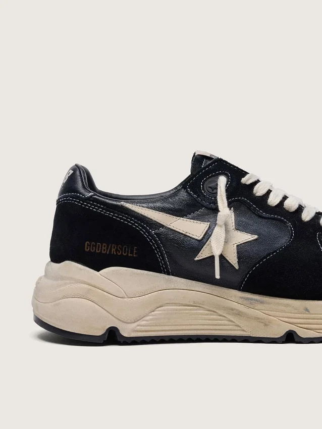 Damskie buty z Running Sole z czarnej skóry nappa i zamszu