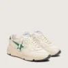 Damskie buty z Running Sole z kremowego nylonu i skóry z zieloną skórzaną gwiazdką
