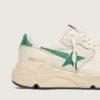 Damskie buty z Running Sole z kremowego nylonu i skóry z zieloną skórzaną gwiazdką