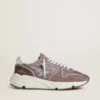Damskie buty z Running Sole z lawendowego nylonu i zamszu z nadrukowaną gwiazdą oraz srebrną skórzaną wstawką na pięcie