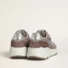 Damskie buty z Running Sole z lawendowego nylonu i zamszu z nadrukowaną gwiazdą oraz srebrną skórzaną wstawką na pięcie