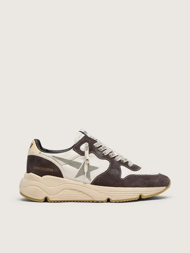 Damskie buty z Running Sole z nappy i brązowego zamszu z gwiazdką z kryształów Swarovskiego
