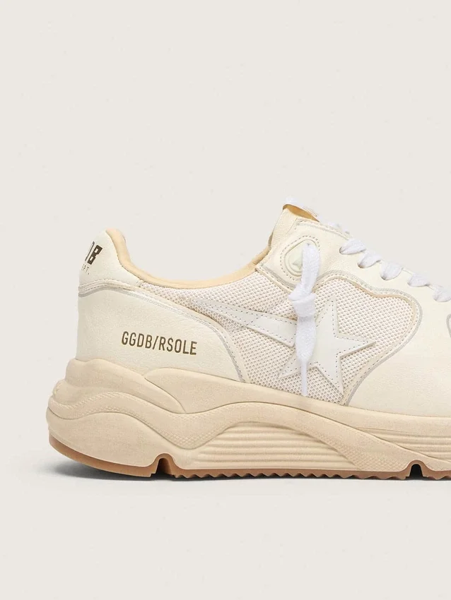 Damskie buty z Running Sole z siateczki i białej skóry nappa