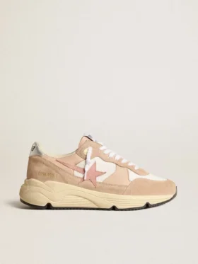 Damskie buty z Running Sole z siateczki i zamszu z różową gwiazdką i srebrną wstawką na pięcie