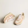 Damskie buty z Running Sole z siateczki i zamszu z różową gwiazdką i srebrną wstawką na pięcie