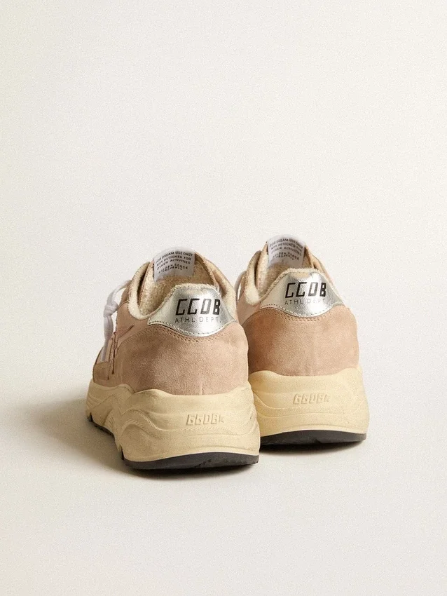 Damskie buty z Running Sole z siateczki i zamszu z różową gwiazdką i srebrną wstawką na pięcie