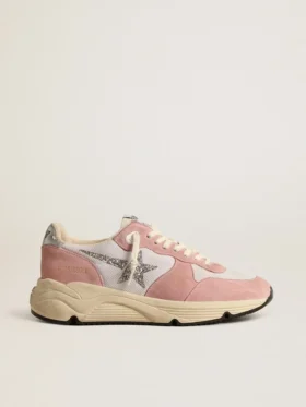 Damskie buty z Running Sole z szarej siateczki i zamszu ze srebrną brokatową gwiazdką