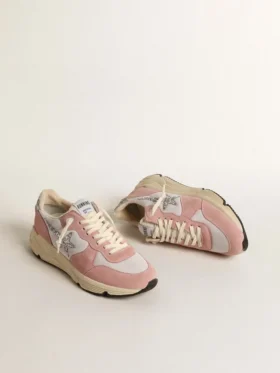 Damskie buty z Running Sole z szarej siateczki i zamszu ze srebrną brokatową gwiazdką