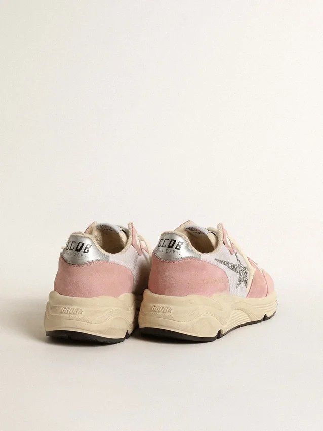 Damskie buty z Running Sole z szarej siateczki i zamszu ze srebrną brokatową gwiazdką