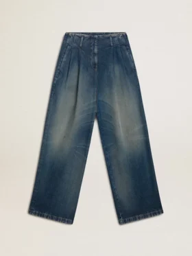 Damskie dżinsy z szerokimi nogawkami w odcieniu medium wash z okazji Chińskiego Nowego Roku
