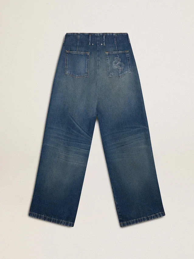 Damskie dżinsy z szerokimi nogawkami w odcieniu medium wash z okazji Chińskiego Nowego Roku