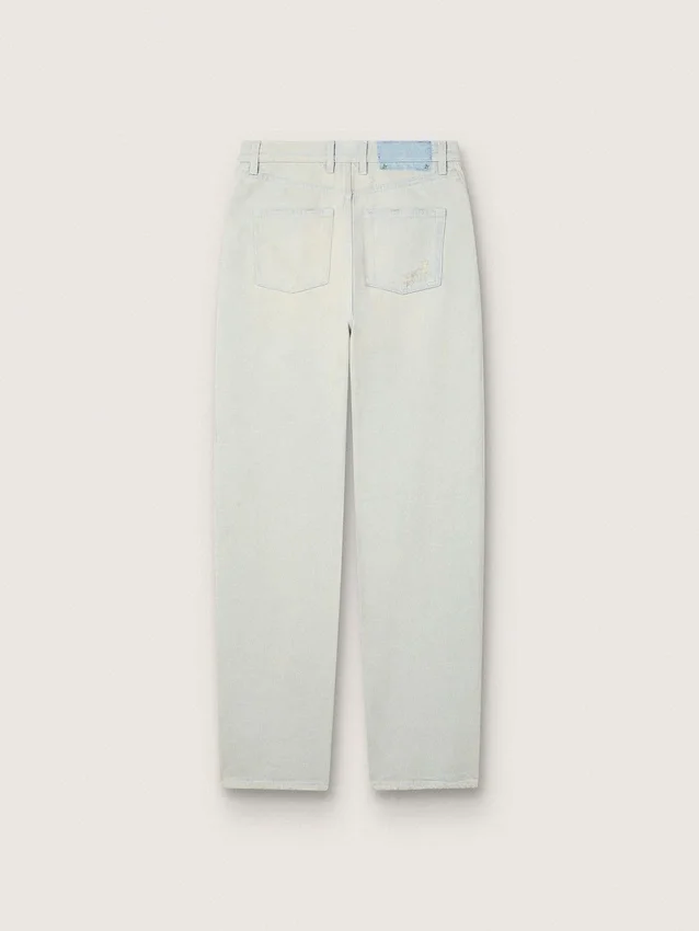 Damskie jeansy w stylu bleached z kryształkami cabochon