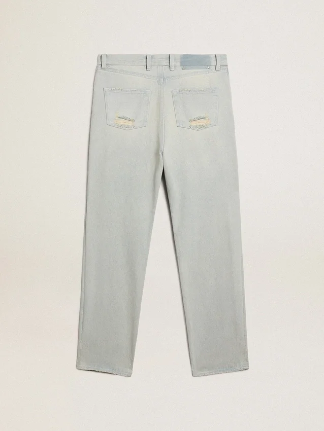 Damskie jeansy w stylu bleached z kryształkami cabochon