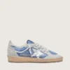 Damskie sneakersy Ball Star z nylonu w kolorze dżinsowym z jasnoszarymi zamszowymi wstawkami i metaliczną srebrną skórzaną gwiazdą