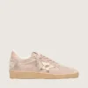 Damskie sneakersy Ball Star z zamszu w kolorze pudrowego różu z metaliczną złotą gwiazdą