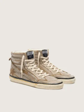 Damskie Sneakersy LAB typu Slide z zamszu w kolorze tytoniowym z kryształkami i gwiazdką z zamszu w kolorze tytoniowym