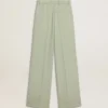 Damskie spodnie z wełny w kolorze szałwiowej zieleni