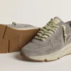 Damskie trampki Running Sole z podeszwą do biegania z szarego zamszu z szarą zamszową gwiazdką i zapiętkiem