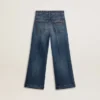 Dżinsy dla dziewczynek o kroju bootcut, w średnim odcieniu i z haftem