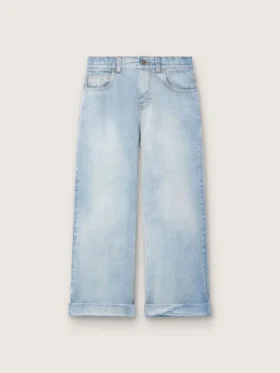 Dziewczynkowe dżinsy typu bootcut w kolorze jasnoniebieskim z haftowanym logo