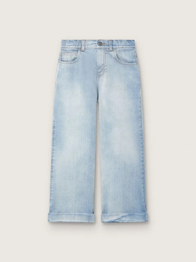 Dziewczynkowe dżinsy typu bootcut w kolorze jasnoniebieskim z haftowanym logo