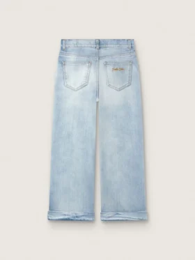 Dziewczynkowe dżinsy typu bootcut w kolorze jasnoniebieskim z haftowanym logo