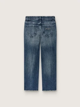 Dziewczynkowe dżinsy typu bootcut z niebieskiego denimu z cyrkoniami w stylu gradientowym