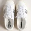 Ekologiczne sneakersy Yatay Model 1B z białą cholewką na bazie surowców biologicznych i srebrnym brokatem z recyklingu Y