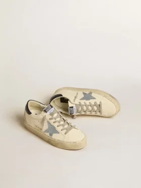 Hi Star z nappy z gwiazdą z kryształów Swarovskiego i ciemnoniebieską skórzaną wstawką na pięcie