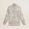 Koszula damska z wielobarwnym kwiatowym nadrukiem z cekinów