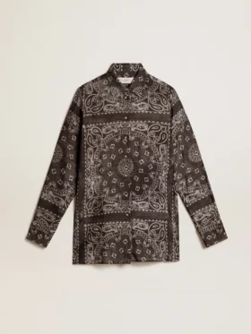 Koszula piżamowa w kolorze antracytowej szarości z nadrukiem w paisley