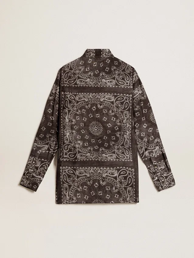 Koszula piżamowa w kolorze antracytowej szarości z nadrukiem w paisley
