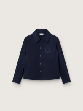 Koszula unisex Journey z niebieskiego płótna bawełnianego z haftowanym logo