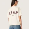 Koszula unisex „Star” z białej bawełny z kryształkami w gradientowym wzorze na całej powierzchni i nadrukiem z tyłu