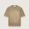 Koszulka unisex z beżowego dżerseju bawełnianego z haftowanym logo