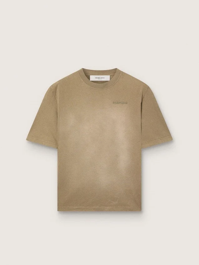 Koszulka unisex z beżowego dżerseju bawełnianego z haftowanym logo