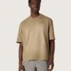 Koszulka unisex z beżowego dżerseju bawełnianego z haftowanym logo