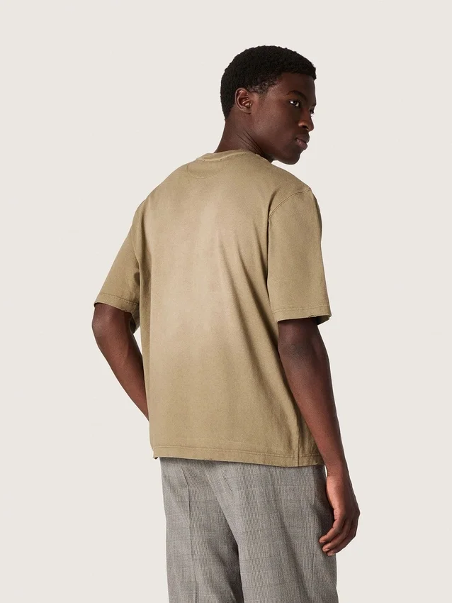Koszulka unisex z beżowego dżerseju bawełnianego z haftowanym logo