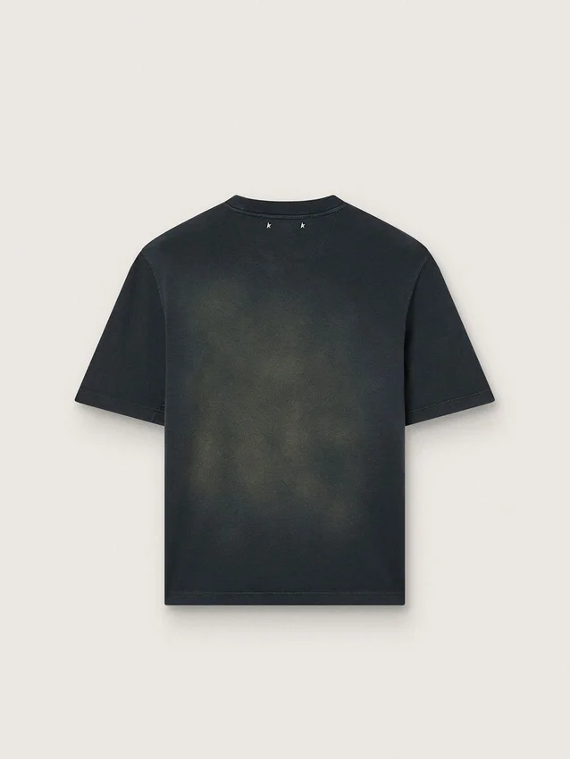 Koszulka unisex z czarnego bawełnianego dżerseju z haftowanym logo