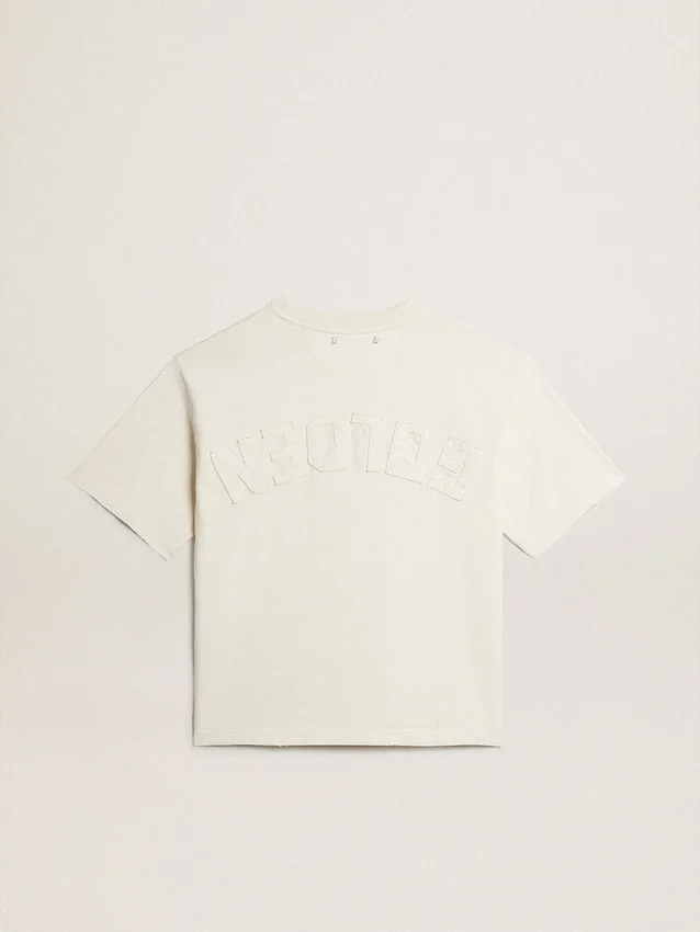 Koszulka w kolorze postarzanej bieli z odwróconym logo z tyłu – Jersey Capsule