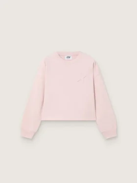 Krótka bluza dziewczynkowa „Star” z różowej bawełny z naszywką i logo